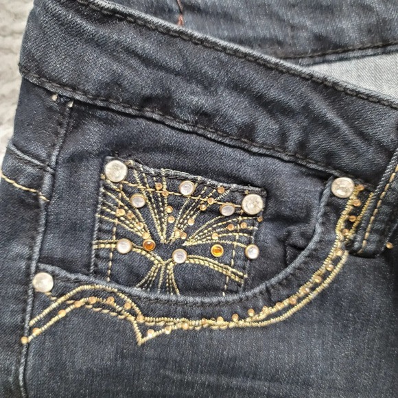 Earl Jeans Jeans Womens 10 Blue Denim‎ Cheetah Print Pockets Casual Straight Leg - Picture 3 of 11